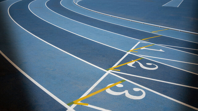 Athletics track, ready for competition. Without people yet