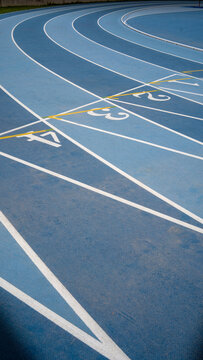 Athletics track, ready for competition. Without people yet