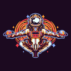 ASTRONAUT VECTOR ILLUSTRATION control space meditation