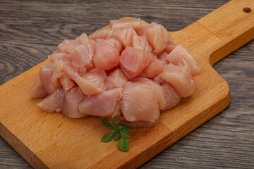 Raw diced chicken for cooking