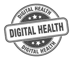 digital health stamp. digital health label. round grunge sign