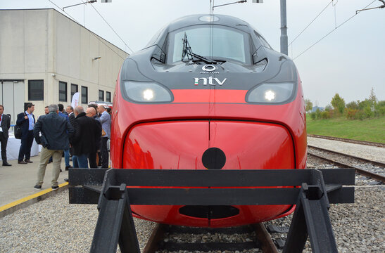 Milan, Italy-10/03/2017- Inauguration of the new high-speed train of NTV, the Alstom ETR 675 Italo Evo