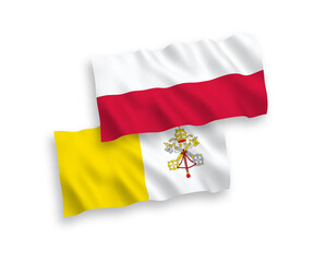 Flags of Vatican and Poland on a white background