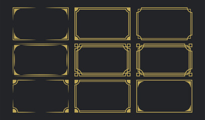 Golden art deco frames set