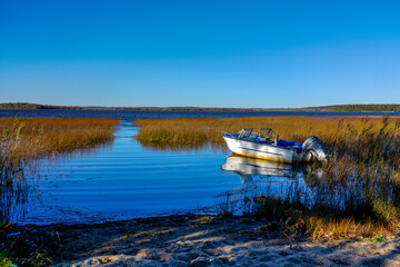 Boat on Worden Pond in Rhode Island.