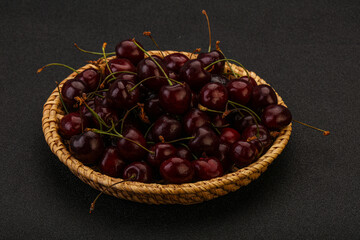 Sweet cherry in the basket