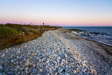 Scenic rocky shoreline in New England.