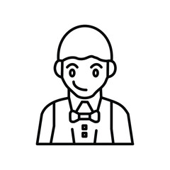 Waiter Male simple line icon