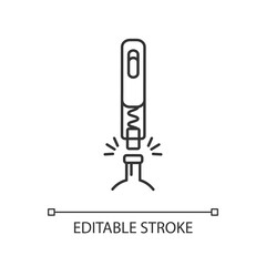 Corkscrew linear icon. Utensil for drawing cork from bottle. Kitchen tool. Wine opener. Thin line customizable illustration. Contour symbol. Vector isolated outline drawing. Editable stroke