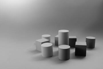 Different shapes of blocks in black and white