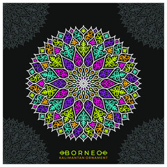 colorful mandala with brneo kalimantan ornament style