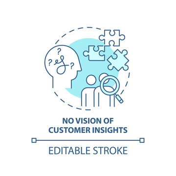 No customer insights vision concept icon. Business challenges idea thin line illustration. Unfocused marketing and product development. Vector isolated outline RGB color drawing. Editable stroke