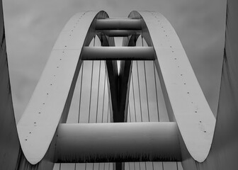 Infinity Bridge, a futuristic bridge spanning the River Tees in Stockton-on-Tees, North East England.