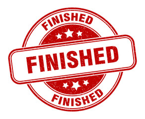 finished stamp. finished label. round grunge sign