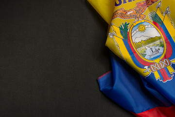 flag of ecuador set on a black background on the right side