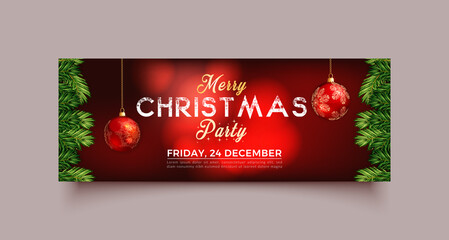 Christmas banner template. Horizontal christmas poster, greeting cards, headers, website