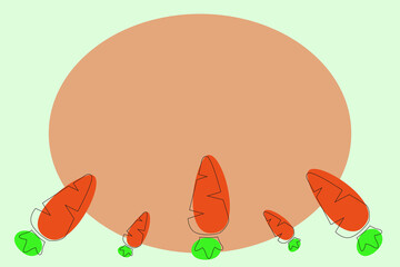 Drawing of carrots. Drawn frame. Empty background for text
