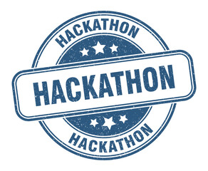 hackathon stamp. hackathon label. round grunge sign