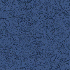 Japanese water wave background. Japanese sea new pattern seamless vector in graphic style background for fabric,textile,Advertising work,Publication,Vector Illustration design.