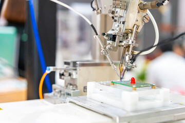 High technology and modern automatic robot for pcb (print circuit board) assembly machine during soldering or welding part or component