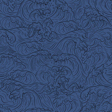 Japanese water wave background. Japanese sea new pattern seamless vector in graphic style background for fabric,textile,Advertising work,Publication,Vector Illustration design.