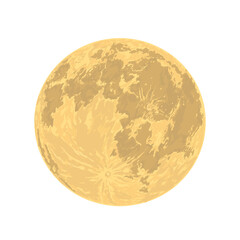 The full Moon is the lunar phase.  Hand-drawn vector illustration. Panorama of the sky.