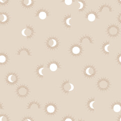 Simple seamless pattern of the sun. Minimalistic modern abstract pattern. Vector illustration for a minimalistic design. Modern elegant background.Finnish drawing.
