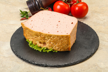 Homemade baked traditional meat loaf