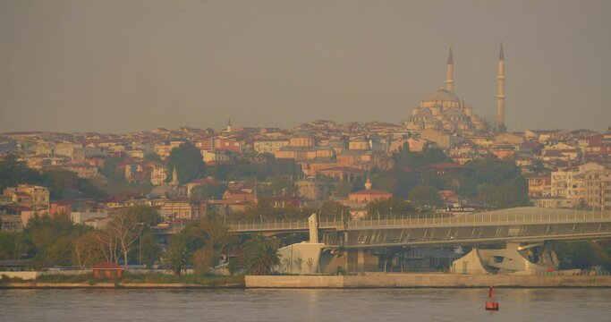 Bridge over river in Istanbul, wide