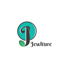 letter j logo initial nature eco decoration with leaf