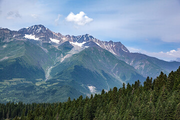 Fototapeta premium Mountain valley against the blue sky