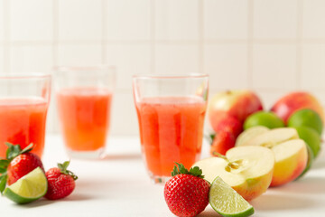 juice and strawberries