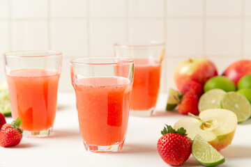 glass of strawberry smoothie