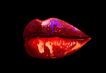 Sexy seduction woman lips, passion lip, sensual mouth. Seduction passion desire. Art on black...