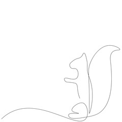 Squirrel animal line drawing. Vector illustration