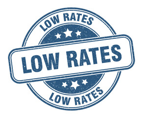 low rates stamp. low rates label. round grunge sign