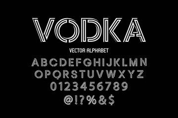 alphabet font, typeface design, black and  white style