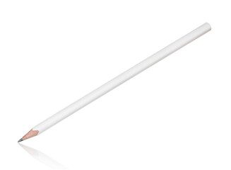 Single pencil with reflection isolated on white background