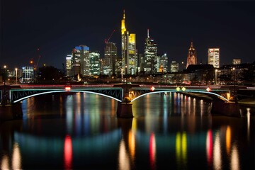 Fototapeta na wymiar Skyline of Frankfurt at night