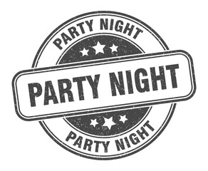 party night stamp. party night label. round grunge sign