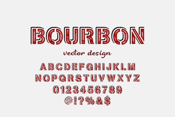 classic lettering, alphabet font, white and red style background,  typeface vector design