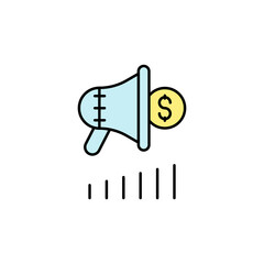 megaphone, dollar, analytic line icon. Elements of black friday and sales icon. Premium quality graphic design icon. Can be used for web, logo, mobile app, UI, UX on white background