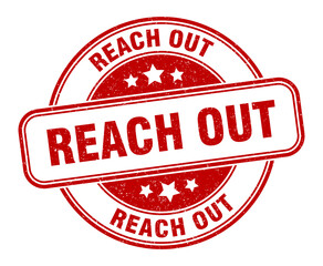 reach out stamp. reach out label. round grunge sign