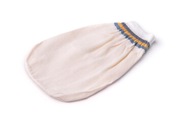 White cloth bath mitt