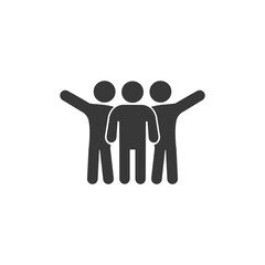 Friends vector icon men, group. Successful people businessmen icon