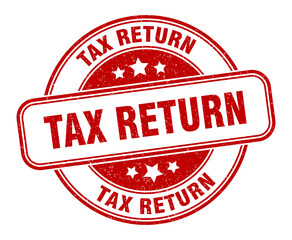 tax return stamp. tax return label. round grunge sign