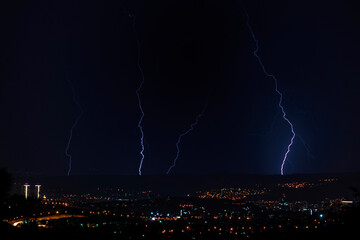 lightning over the Skopje city