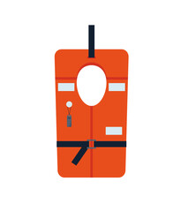 Orange life jacket isolated on white background.