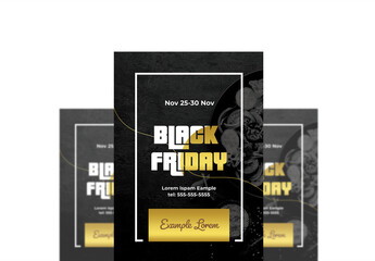 Black Friday Flyer with Golden Boxs