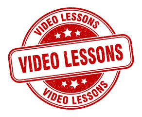 video lessons stamp. video lessons label. round grunge sign